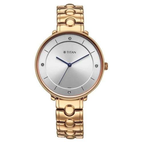 Titan Workwear Quartz Analog Grey Dial Rose Gold Colour Metal Strap Watch for Women