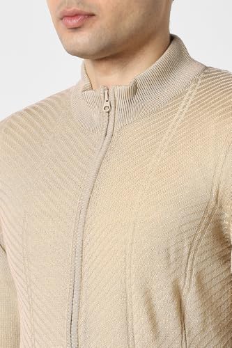 Men Beige Textured Sweater