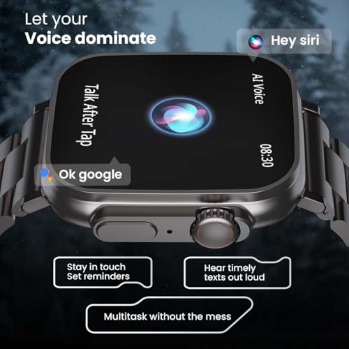 GOBOULT Newly Launched Crown Smart Watch 1.95'' Screen, BT Calling, Working Crown, Zinc Alloy Frame, 900 Nits Brightness, AI Voice Assistant, SpO2 Monitoring, 120+ Sports Mode (Chrome)