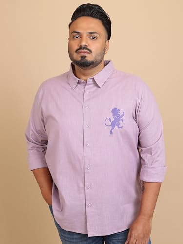 Highlander Men's Plus Size | Spread Collar | Long Sleeves | Pure Cotton | Casual Shirt Lavender