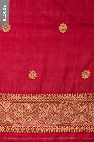 Taneira Women Light Red Assam Woven Pure Eri Saree With Unstitched Blouse Piece (SAPH01AC0019-Light Red)