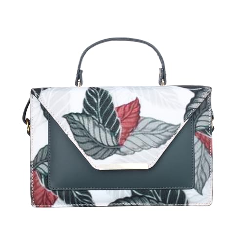 Aisna Stylish Floral Handbag for Women | Premium PU Leather Sling & Shoulder Bag | Trendy Casual & Office Tote with Adjustable Strap (Grey)