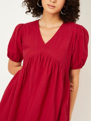 Max Women's Cotton Classic Midi Dress (SA52003B_RED