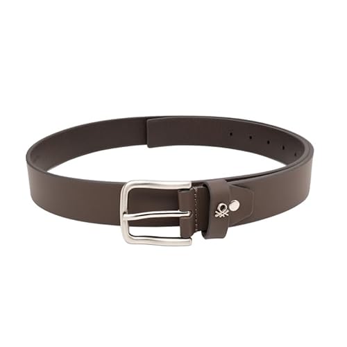 United Colors of Benetton Matera Men's 2-In-1 Leather Gift Set - Brown Non-Reversible Belt & Global Coin Wallet | Formal Essentials | Ideal For Gifting