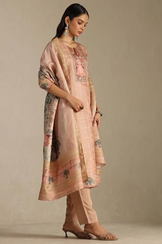 Soch Women's Art Silk Kurta Suit Set (CWA5CD22247_Peach