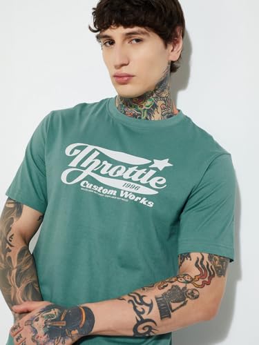 Max URB_N Men Half Sleeves Round Neck Cotton T-Shirt Blue