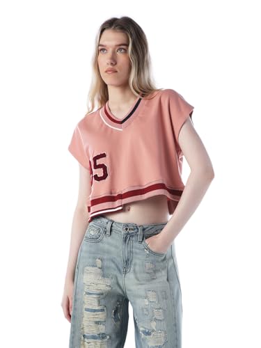 ONLY Women's Applique Loose Fit Pink Sweatshirt