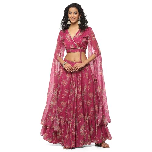 BIBA WOMEN PRINTED STRAIGHT SALWAR KURTA DUPATTA(SKDASSORTED9076_PINK_34)