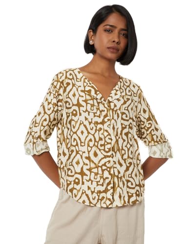 Max Women Printed Blouse (Yellow_XXL)