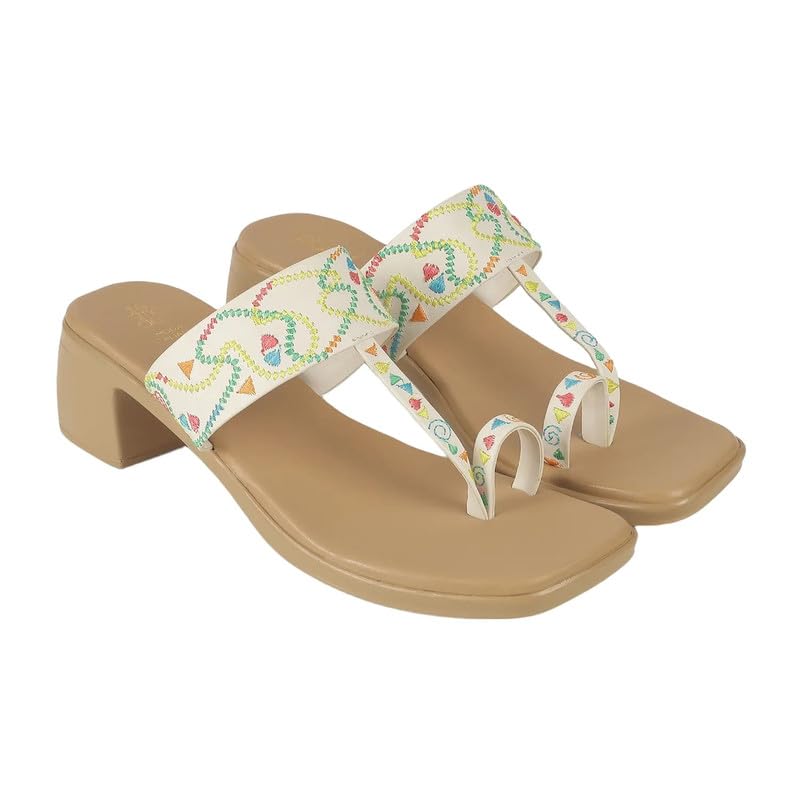 tresmode ATHI White Women's Dress Block Heel Sandals in Size 5 UK / 38 EU