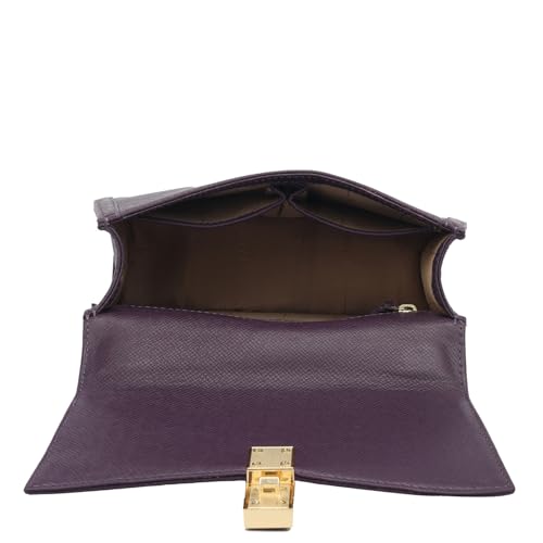 Da Milano Leather Satchel Bag for Women - Purple (LB-01516A-OL)