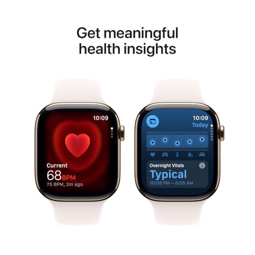 Apple Watch Series 11 GPS + Cellular 46mm Gold Titanium Case with Light Blush Sport Band - S/M