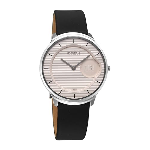 Titan Edge Murals Quartz Light Brown Round Dial Men's Watch | Leather Strap Material | Watches for Man | Watches for Men Analog - 1843SL02