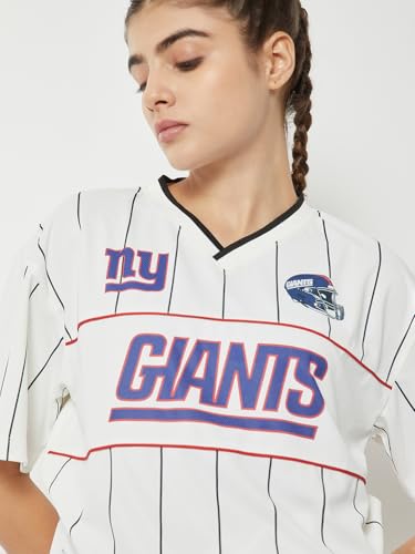 Max Women NFL Printed Boxy T-Shirt (Off White_M)