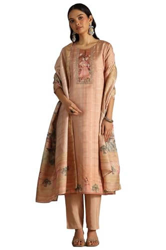 Soch Women's Art Silk Kurta Suit Set (CWA5CD22247_Peach