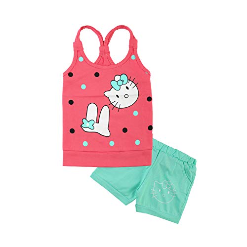 CATCUB Girl's Cotton Top & Shorts/hot Pants(CC-95-1-2; Pink; 12-24 Months)