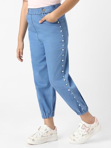Nauti nati Girl's Regular Jeans (NNNGBW100007_Blue