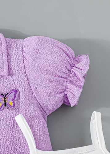 Hopscotch Baby Girls Butterfly Bow Applique Dress with Shrug in Purple Color for Ages (9-12 Months)
