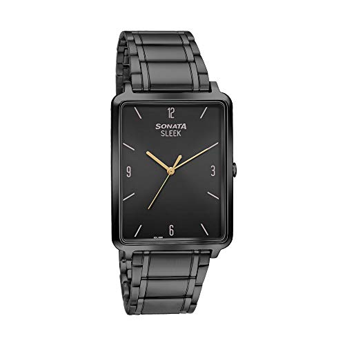 Sonata Quartz Analog Stainless Steel Strap Watch for Men-NS7144NM01