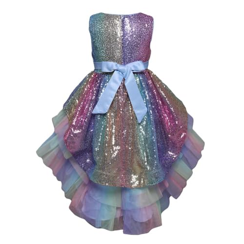 Hopscotch Girls Polly Cotton Sleeveless Sequin Embellished Party Dress In Blue Color For Ages 6-7 Years (ZHG-4183903)