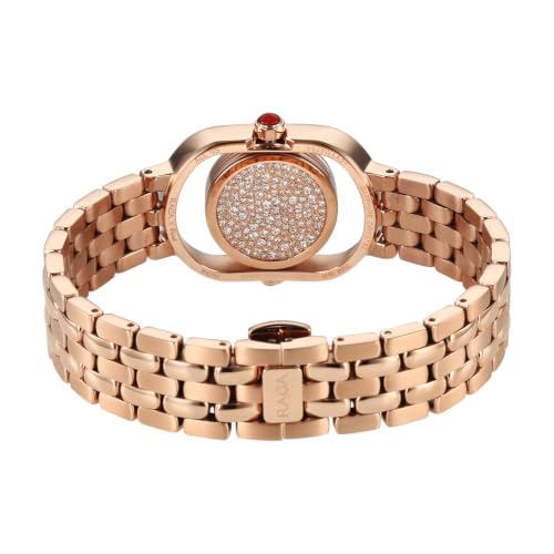 Titan Raga Paris with Love Quartz Analog 3Hands Display Red/Mirror Polished dial with Embossed Pattern Dial Rose Gold Stainless Steel Strap Watch for Women - 2839WM01