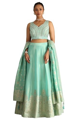Soch Women's Viscose Blend Unstitched Ghagra Choli (OWS5CD21624_Blue_M)