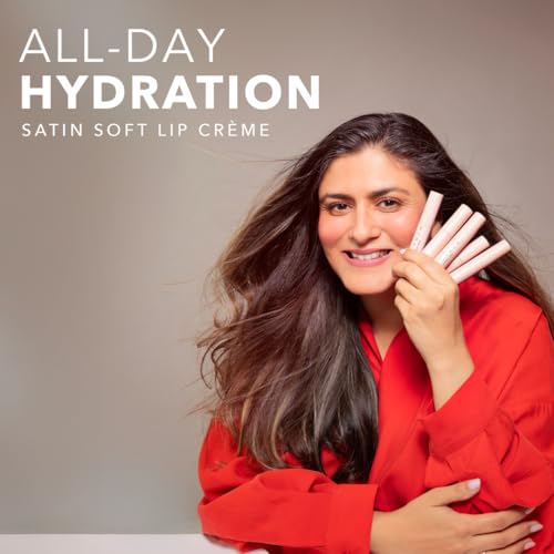 SIMPLYNAM Satin Soft Lip Crème – Dusty Pink | 1 Swipe Full Coverage | Hydrating, Creamy Matte Finish | 16 Hour Stay | Transfer-Proof & Smudge-Proof | Infused with Peptides & Squalane | Vegan (Dolly, 5 ML)