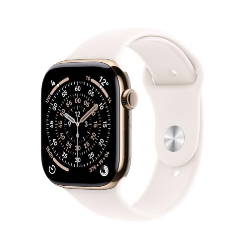 Apple Watch Series 11 GPS + Cellular 46mm Gold Titanium Case with Light Blush Sport Band - M/L