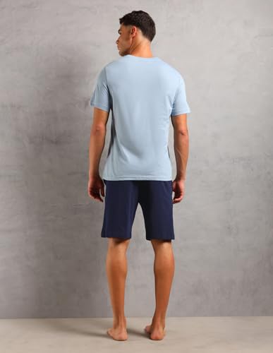 U.S. Polo ASSN. Mens Solid Cotton Sleep Sets(Dusty Blue| Navy XL