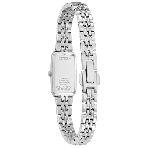 Citizen Ladies' Eco-Drive Classic Dress Corso Stainless Steel Rectangle Watch with Pink Dial, Style: EG2691-57X