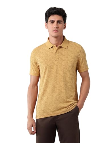 Arrow Sports Men's Floral Regular Fit Polo Shirt (ASAJTS3467_Mustard