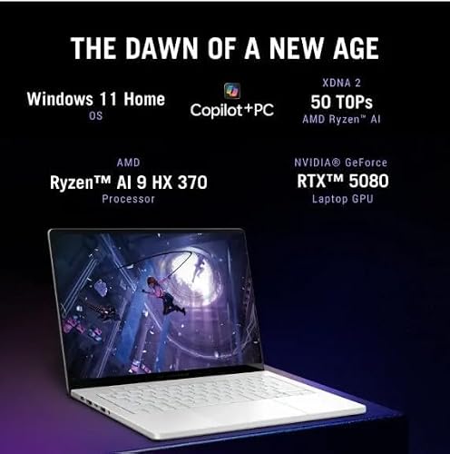 ASUS ROG Zephyrus G14 Latest 2025 14" 3K OLED 120Hz Gaming Laptop Copilot+ PC AMD Ryzen AI 9 HX 370 NVIDIA RTX 5080 32GB RAM 2TB SSD Platinum White