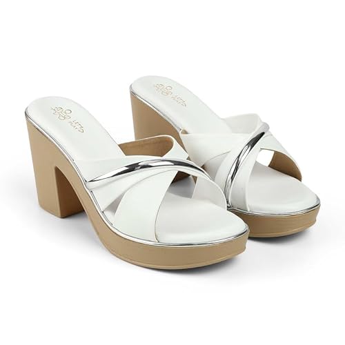 tresmode ALBANNY White Women's Dress Block Heel Sandals in Size 5 UK / 38 EU