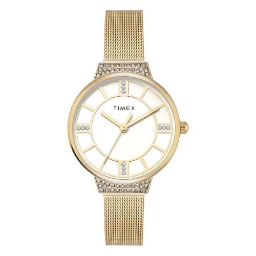 TIMEX Champagne Round Dial Analog Women's Watch - TWEL22401