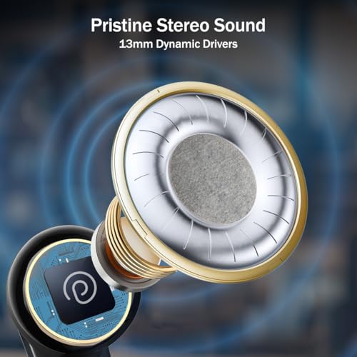 pTron Bassbuds Eon in-Ear TWS Earbuds w/ 13mm Drivers, 45Hrs Playtime, Dual HD Mic & TruTalk AI-ENC Calls, Custom EQ,Mobile App, Bluetooth v6.0 Headphones,Voice Assist., Type C Charging & IPX5 (Black)