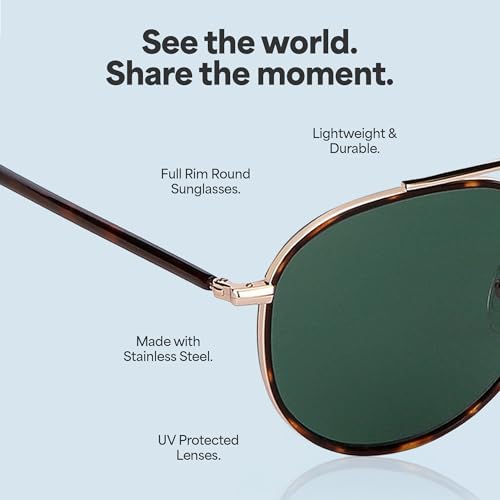 John Jacobs | Gold Green Round | UV Protected Sunglasses | For Men & Women | Size - Medium | JJ S13870