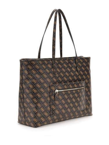 GUESS Brown Logo Printed Power Play Large Tech Tote Bag