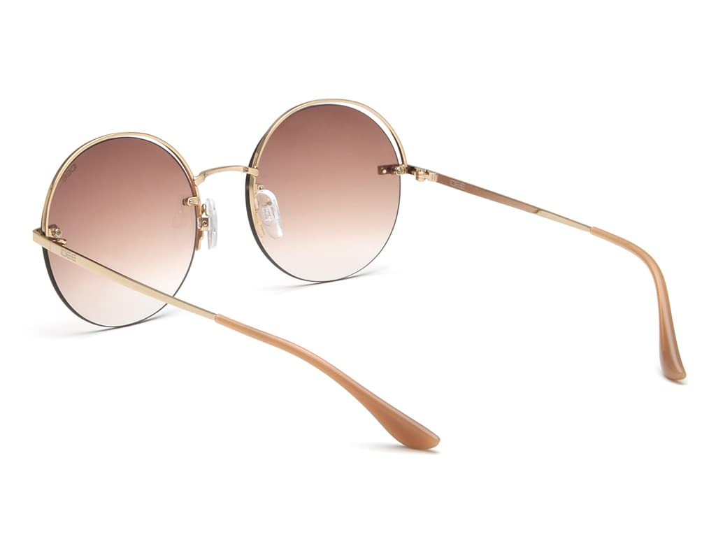 IDEE 100% UV protected sunglasses for Women | Size- Large | Shape- Round | Model- IDS2780C1SG (Shiny Light Gold)