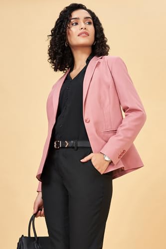 Annabelle by Pantaloons Women's Classic Blazer (110154665008_Dusty Rose