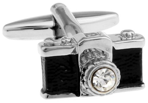 Topen Camera with Crystal Cufflinks For Mens Gift For Men
