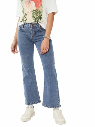 Max Women Washed Flared Jeans (Blue_36)