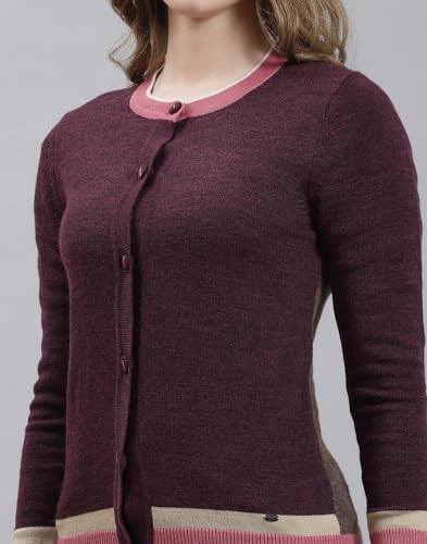 Monte Carlo Purple Wine Mix Solid Round Neck Sweater