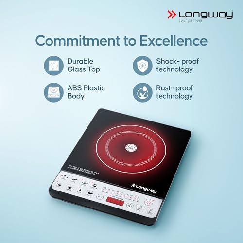 Longway Cruiser IC PB 2000 Watt Induction Cooktop with Auto Shut-Off & Over-Heat Protection With 8 Cooking Mode & BIS Approved (Black, Push Button)