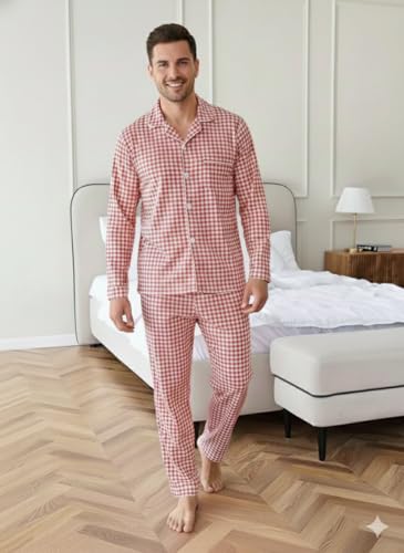 bellababebysk Super Soft Cotton Nightsuit from | Multipocket | Sizes S-3XL | India's most chosen Nightwear (Red Checks, 4XL)
