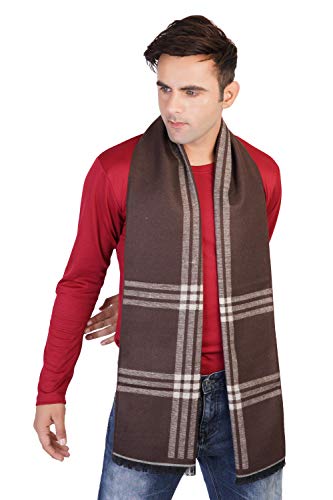 MUFFLY Woven Reversible Printed Men's Wool & Acrylic Muffler Warm Cashmere Wrap Shawl