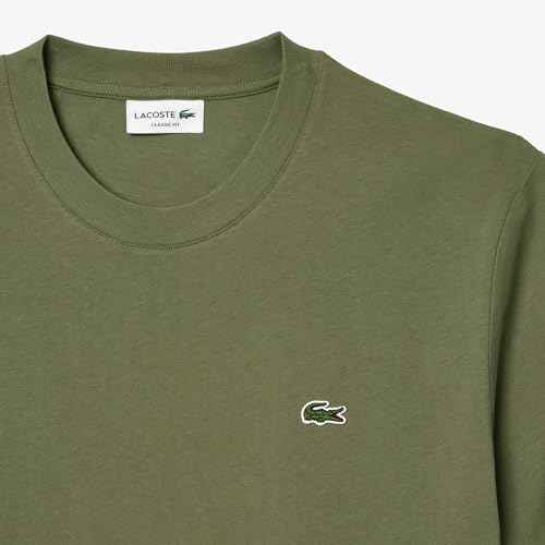 Lacoste Men's Solid Classic Fit T-Shirts (TH7318BMY_Khaki Green