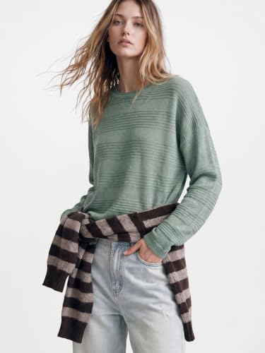 ONLY Women's Striped Regular Fit Green Sweater