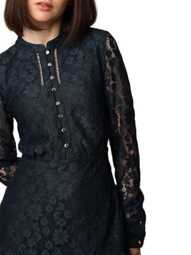 ONLY Women Self Design Fit and Flare Party Blue Fit and Flare Dress