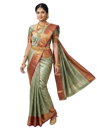 MIMOSA Women’s Green Art Silk Saree Woven with Zari Tissue | Kanjivaram Style Saree | Rich Pallu & Tassels | 6.2 Mtrs