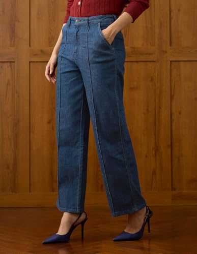 U.S. POLO ASSN. High Rise Straight Fit Jeans (UWAW25JEN404_Blue_34)